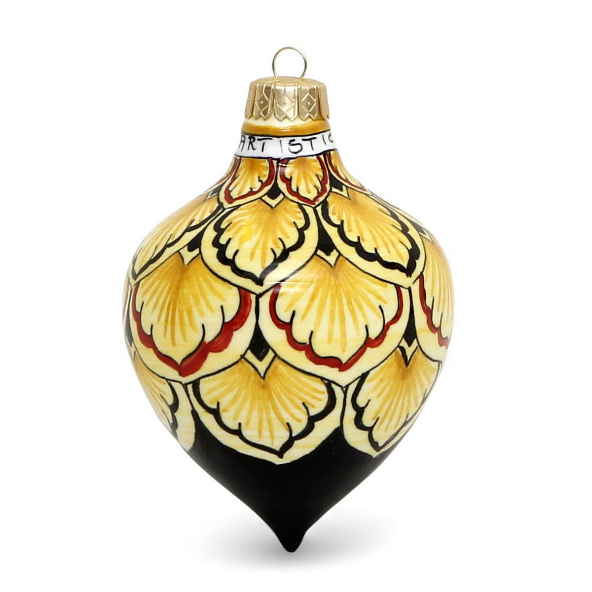 CHRISTMAS ORNAMENT: Drop Ball Hand Painted in Deruta Vario design (Large)