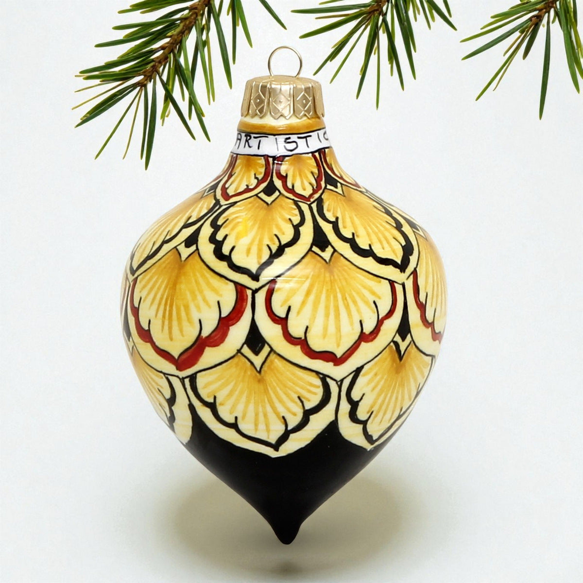 CHRISTMAS ORNAMENT: Drop Ball Hand Painted in Deruta Vario design (Large)