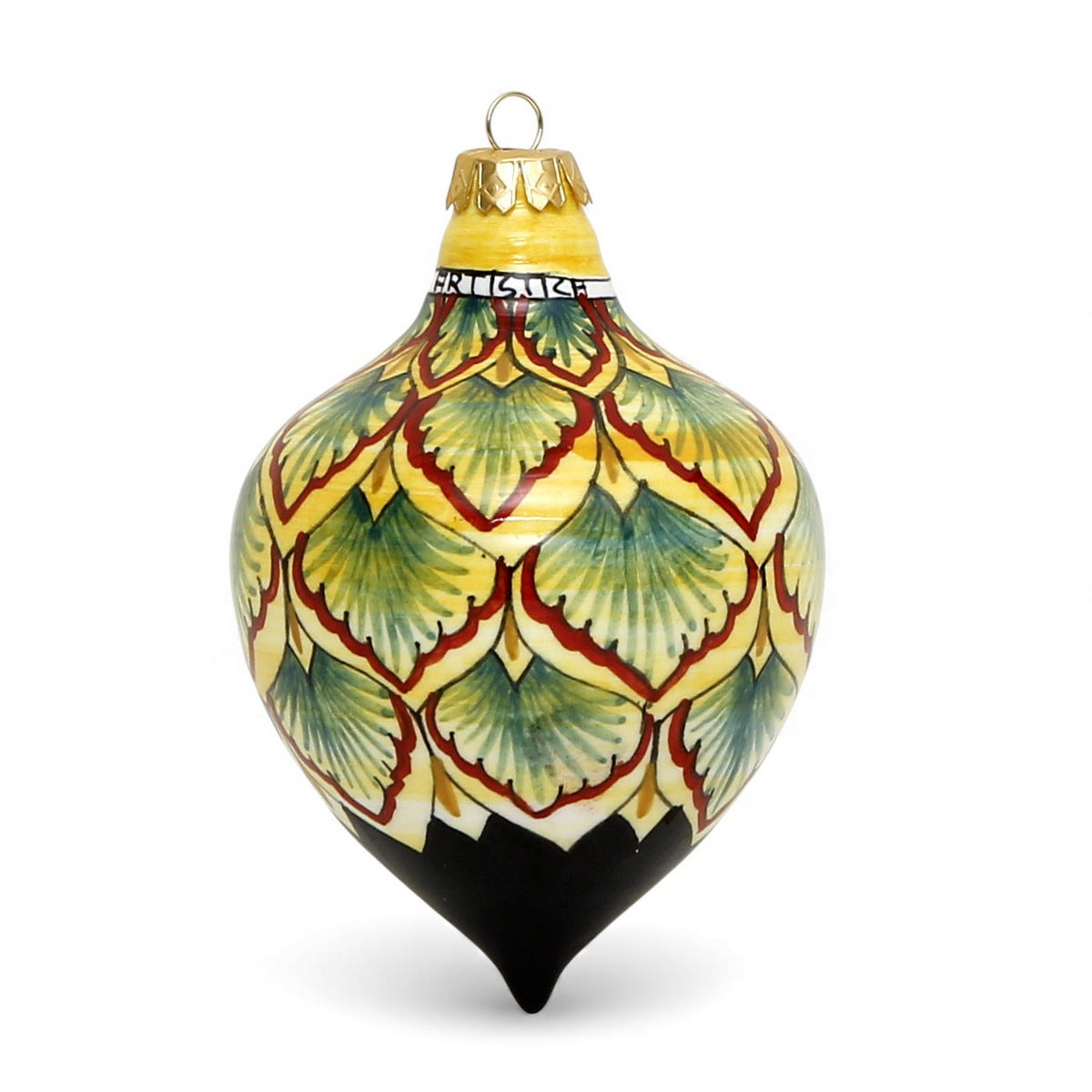 CHRISTMAS ORNAMENT: Drop Ball Hand Painted in Deruta Vario design (Large)