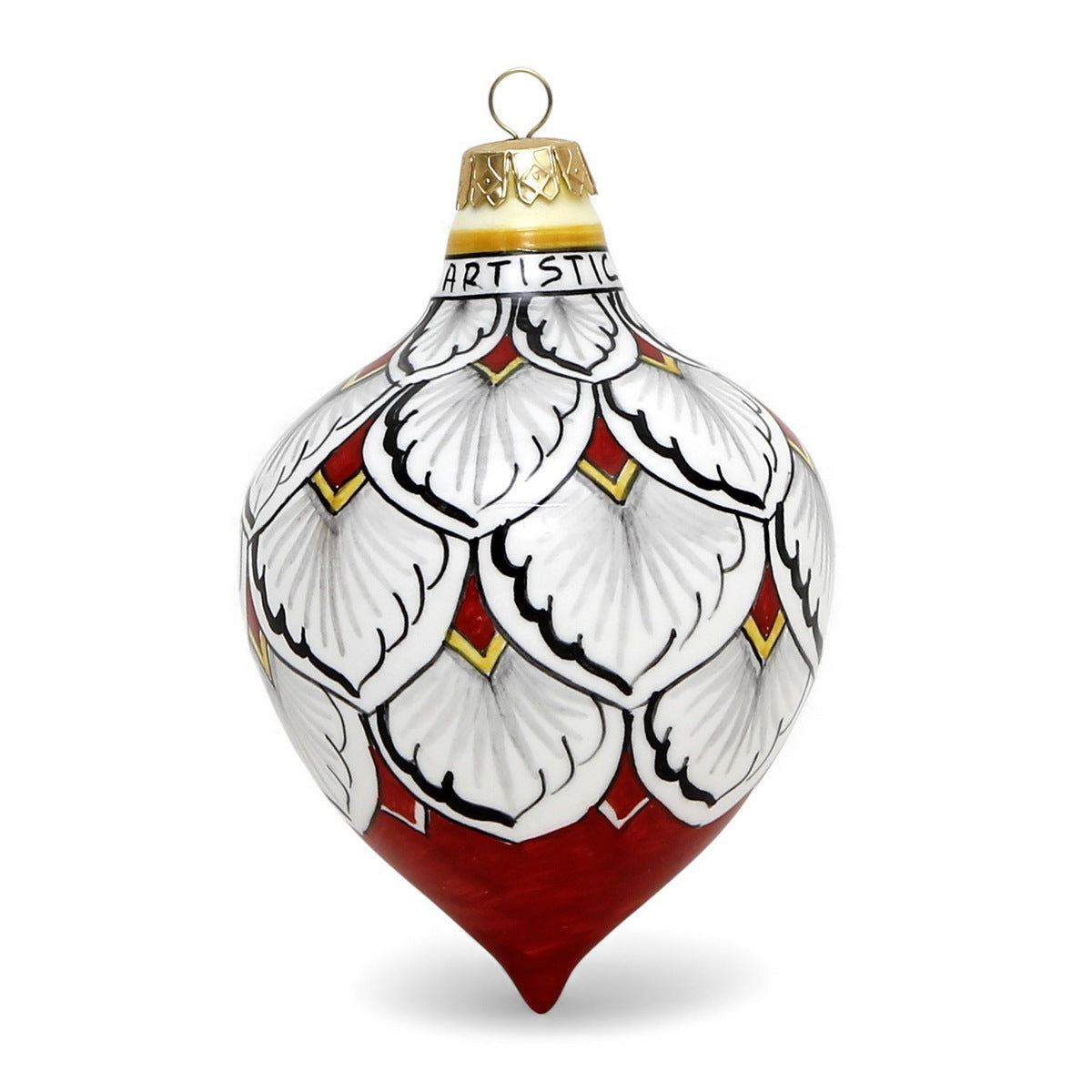 CHRISTMAS ORNAMENT: Drop Ball Hand Painted in Deruta Vario design (Large)