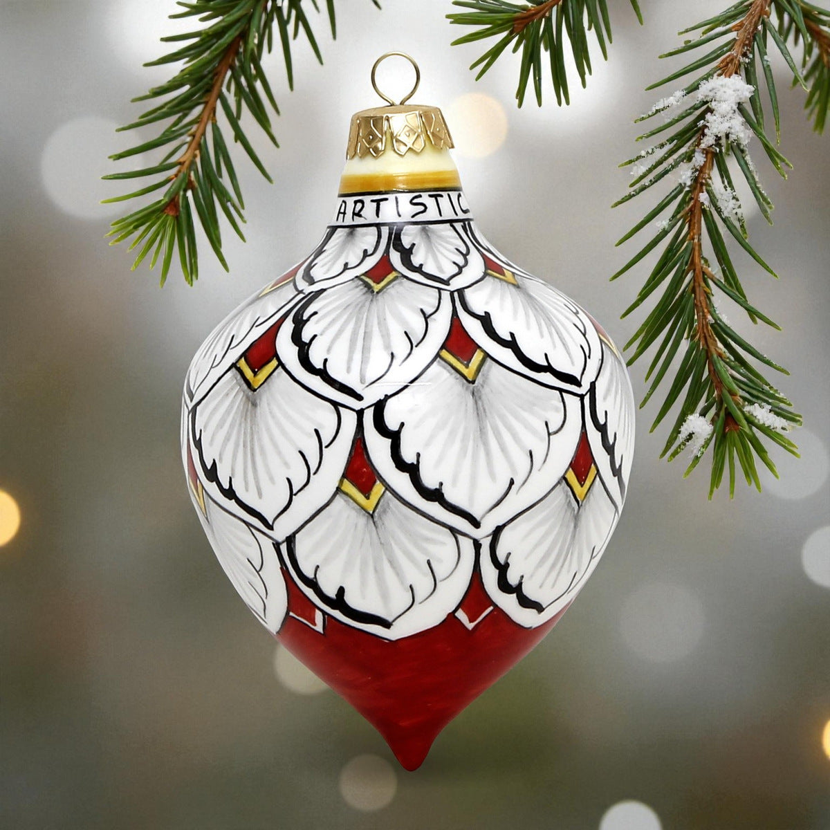 CHRISTMAS ORNAMENT: Drop Ball Hand Painted in Deruta Vario design (Large)