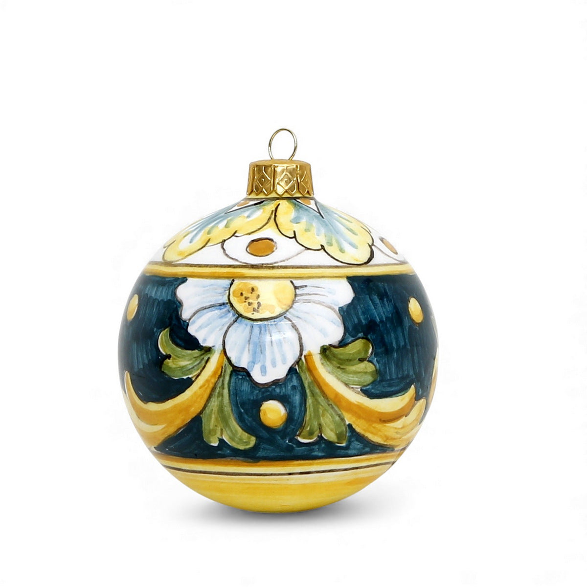 CHRISTMAS ORNAMENT: Caltagirone Round Ball (3.25" Ø) - GREEN