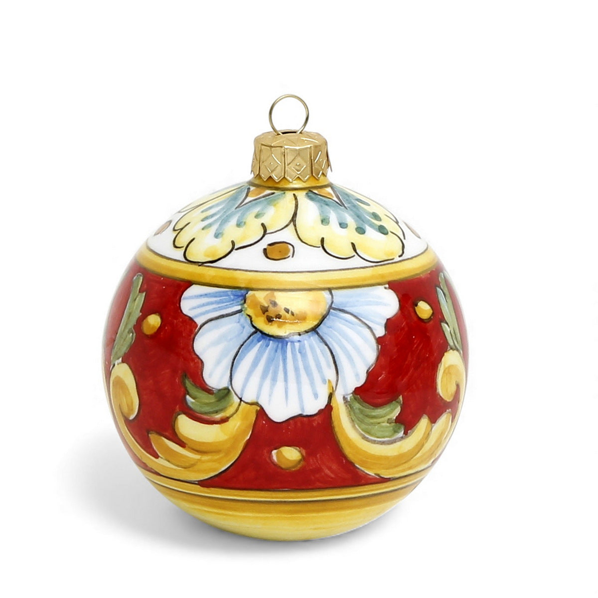 CHRISTMAS ORNAMENT: Caltagirone Round Ball (3.25" Ø) - RED