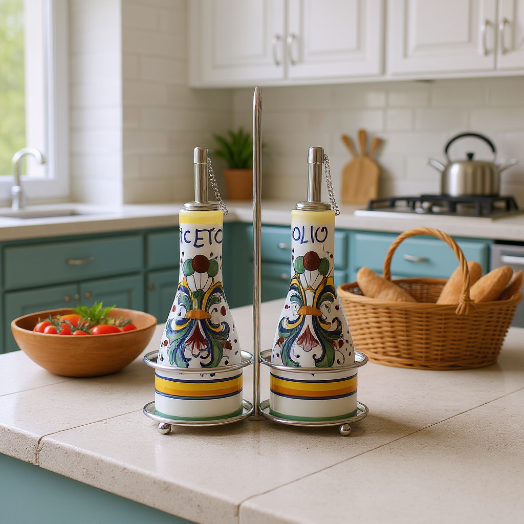 RICCO DERUTA: Oil and Vinegar Cruet on Chrome Rack - Artistica.com