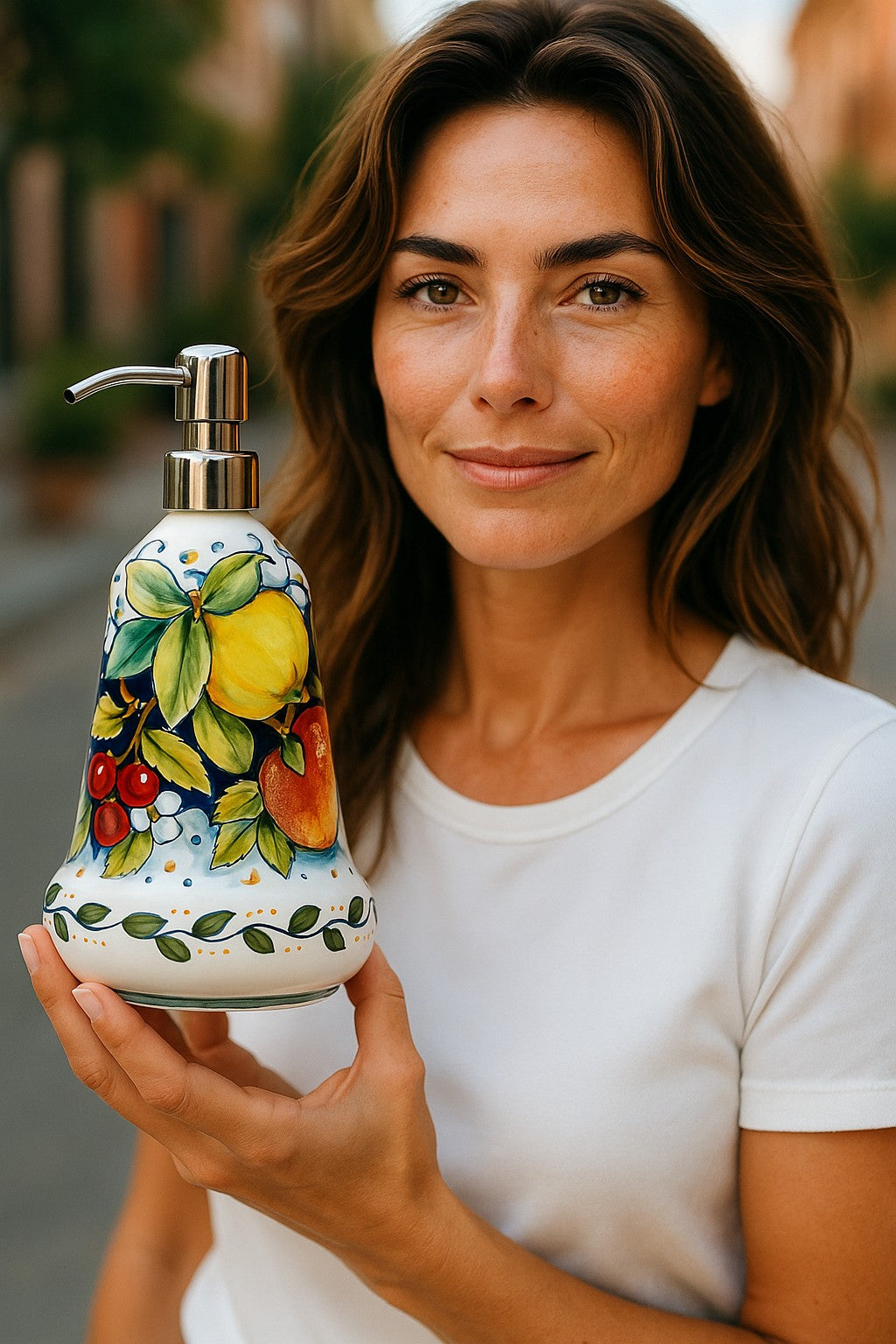 DERUTA FRUTTA: Liquid Soap/Lotion Dispenser with Chrome Pump (Large 26 OZ)