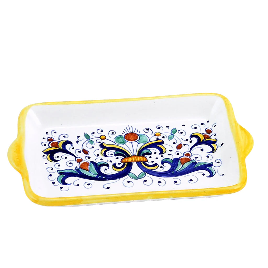 LOVE.ly Deruta Small Tray with 6 Baci Perugina or 15 Rossana Candies - RICCO DERUTA design