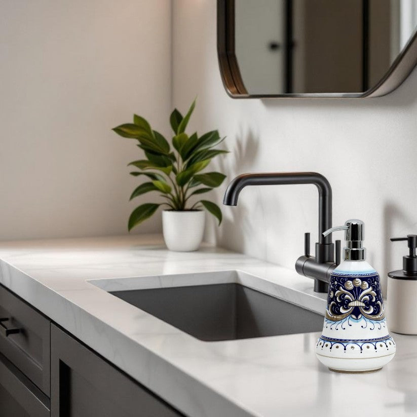 RICCO DERUTA BLUE: Liquid Soap/Lotion Dispenser with Chrome Pump (Medium 20 OZ) [R]