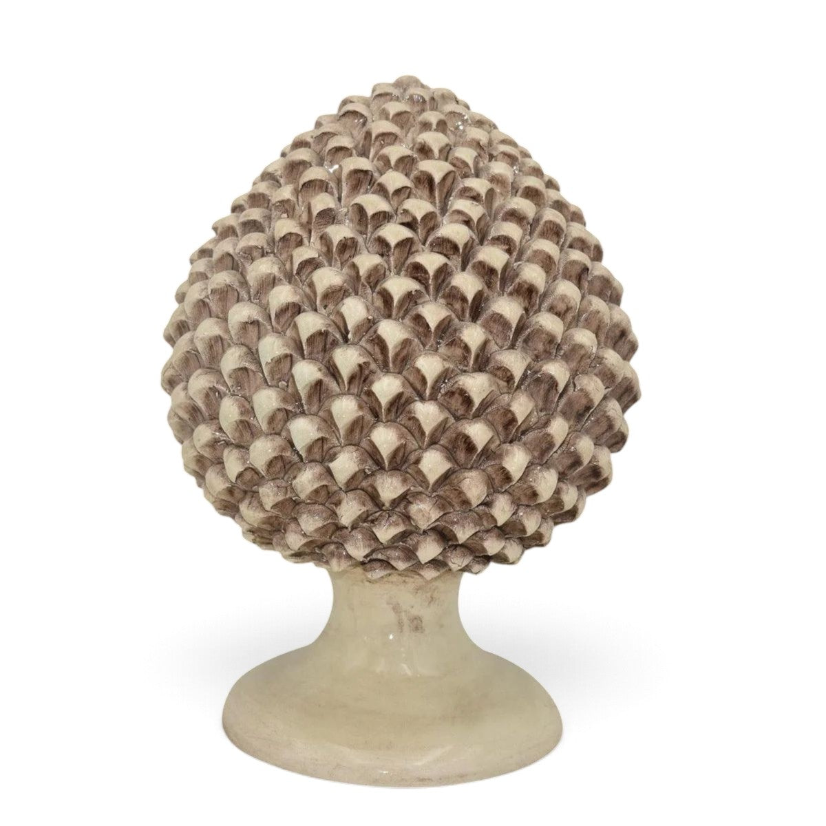SICILIAN PINECONE: Ceramic 'Pigna Siciliana' Handcrafted with pedestal - ANTIQUE