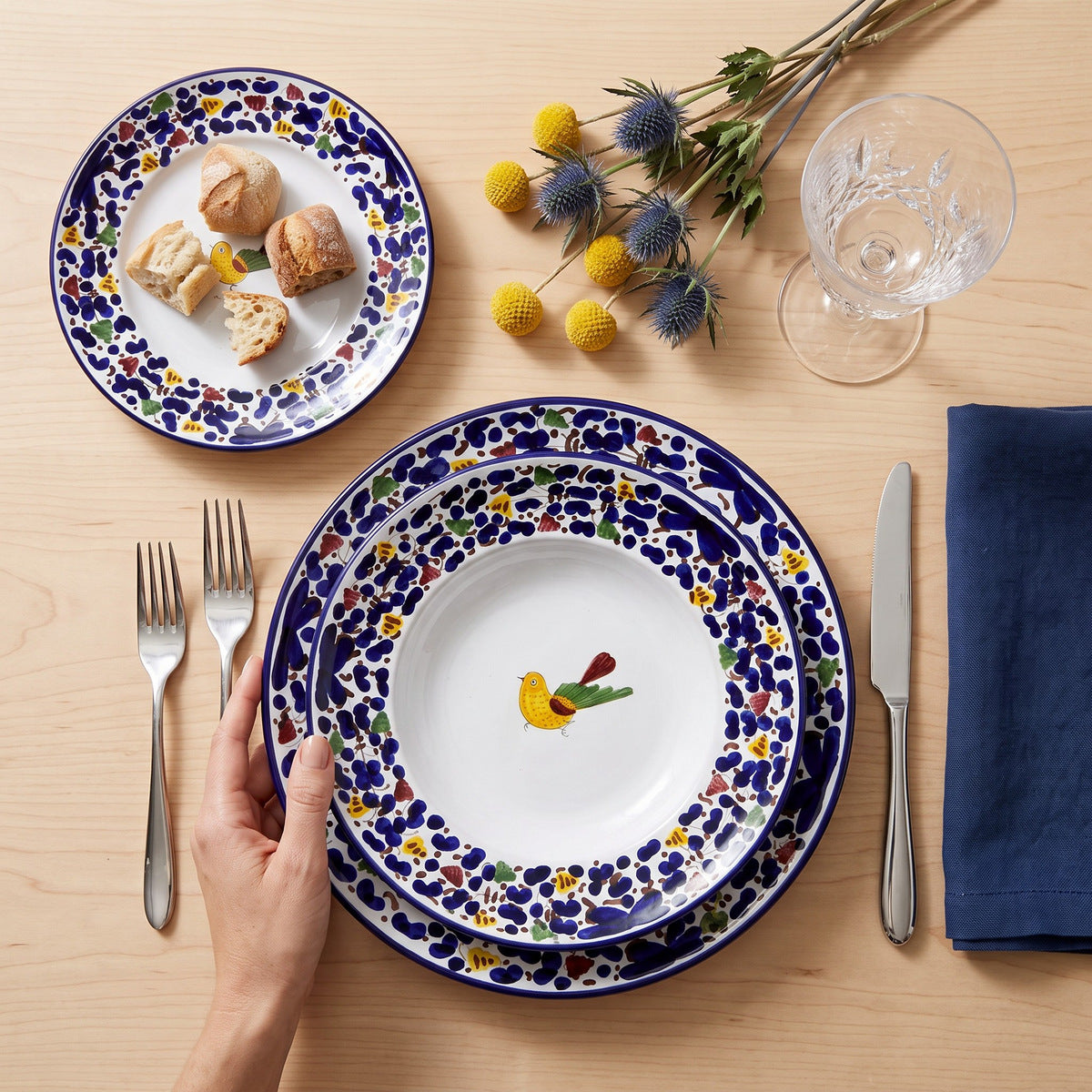 ARABESCO BLUE DERUTA: Three Pieces Place Setting Bundle