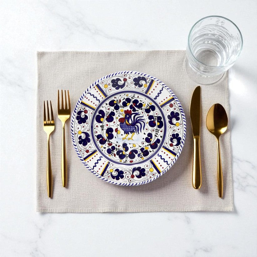 ORVIETO BLUE ROOSTER: Dinner Plate - Artistica.com