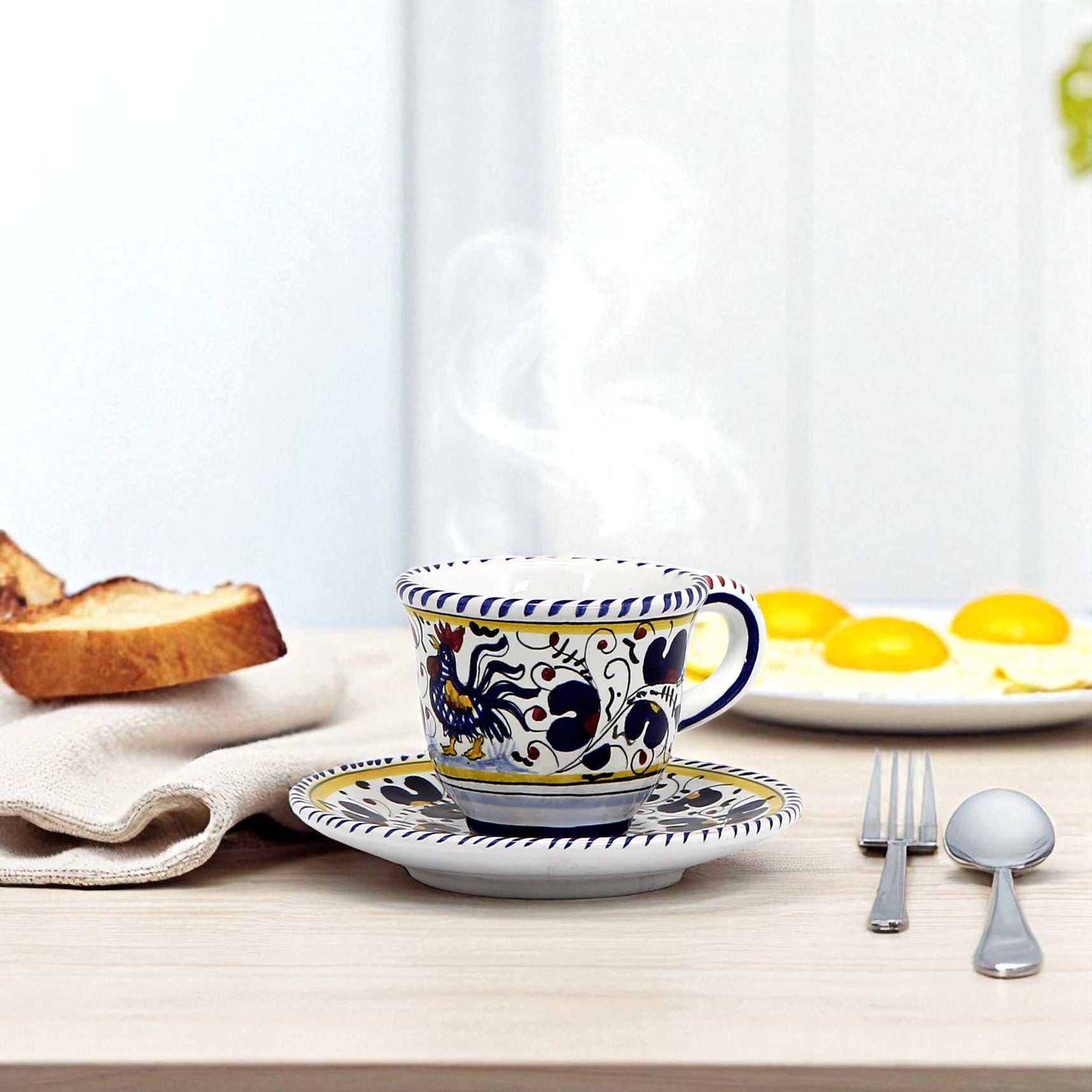 ORVIETO BLUE ROOSTER: Espresso cup and Saucer