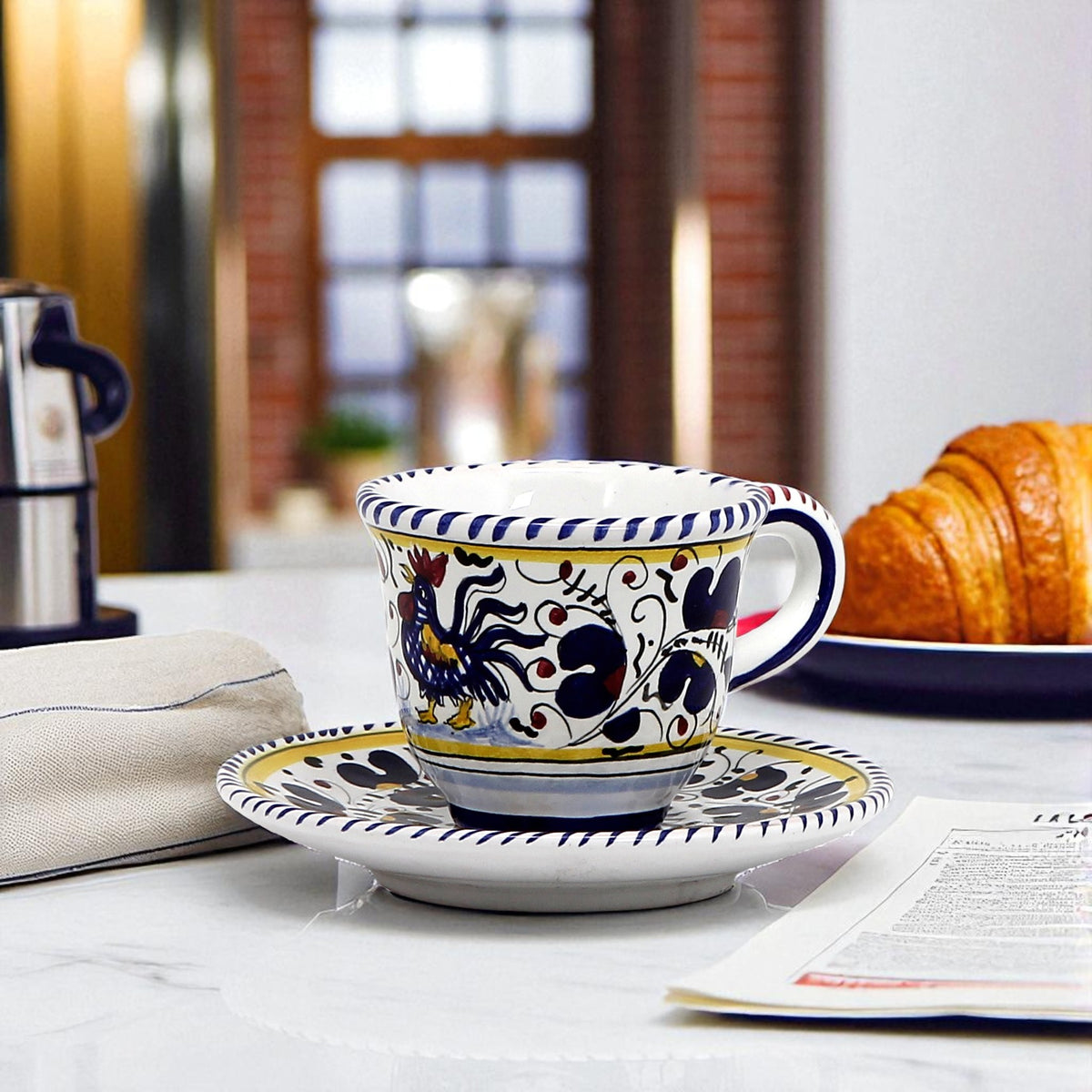 ORVIETO BLUE ROOSTER: Espresso cup and Saucer