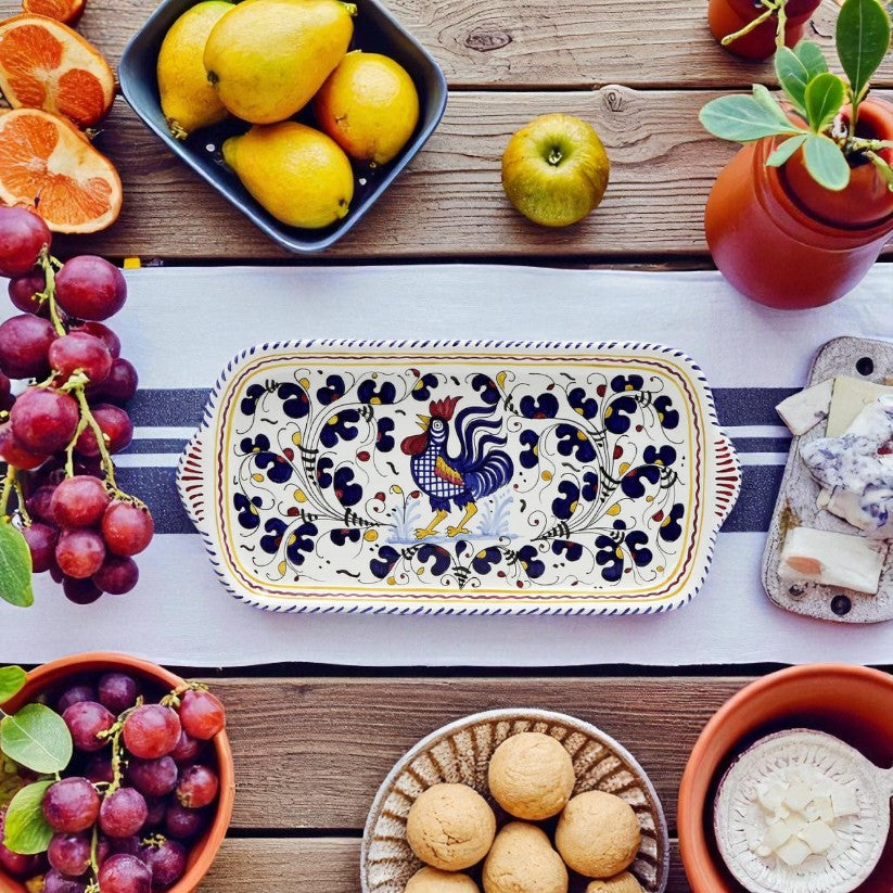 ORVIETO BLUE ROOSTER Rectangular Tray