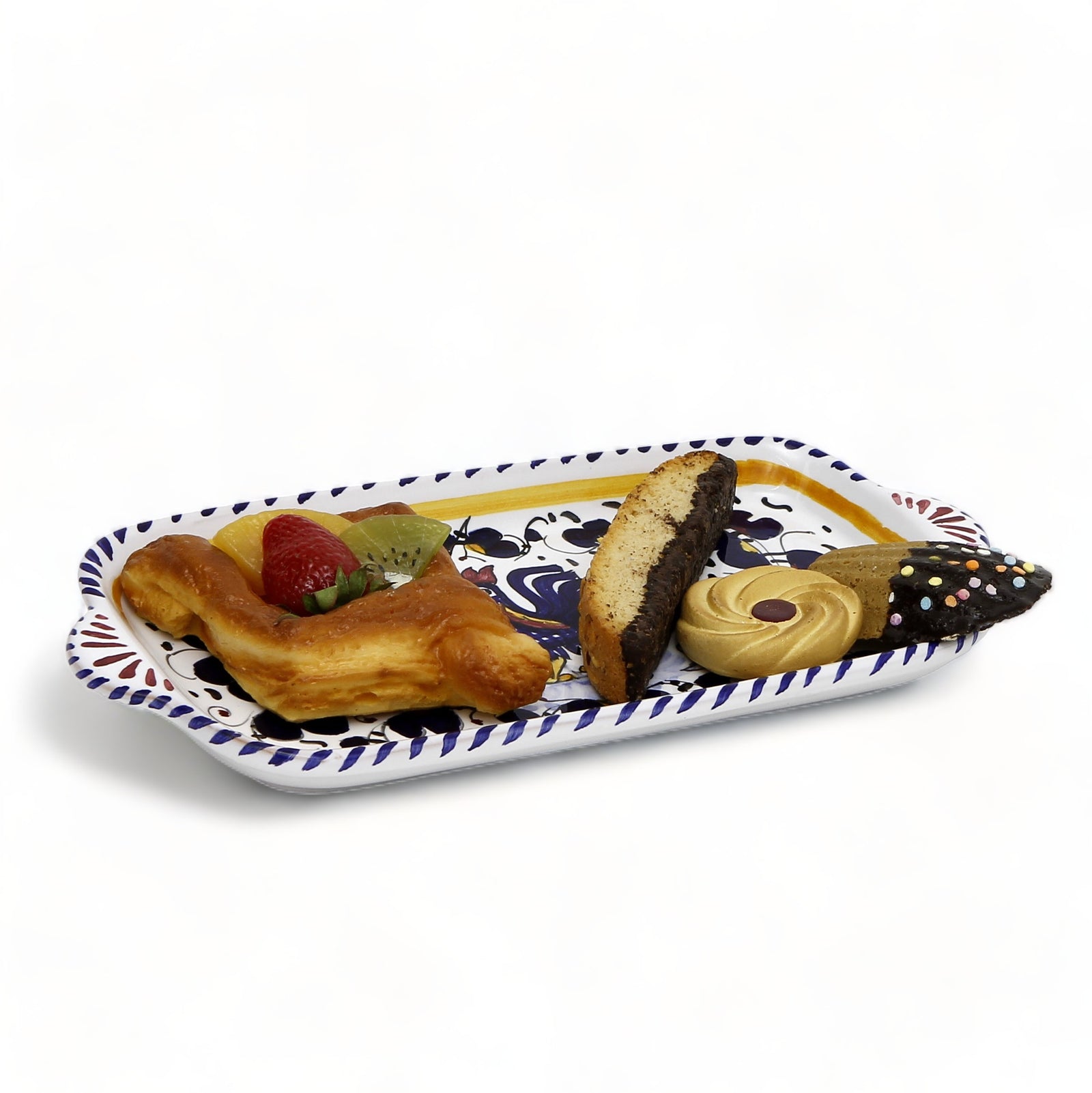 ORVIETO BLUE ROOSTER: Rectangular Tray (Small)