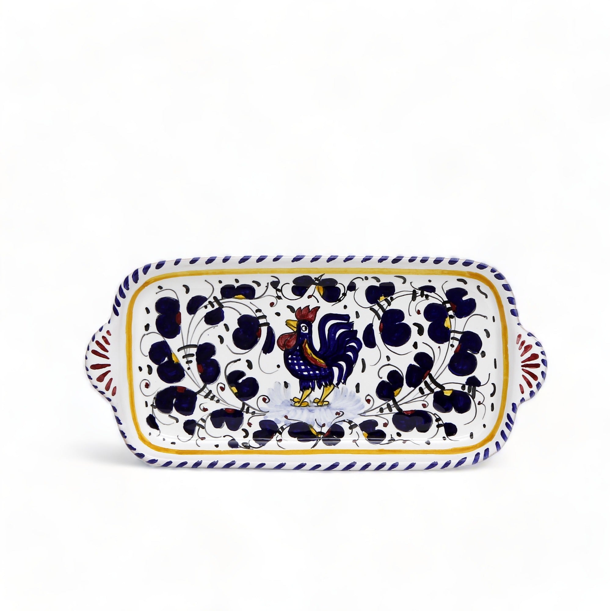 ORVIETO BLUE ROOSTER: Rectangular Tray SMALL
