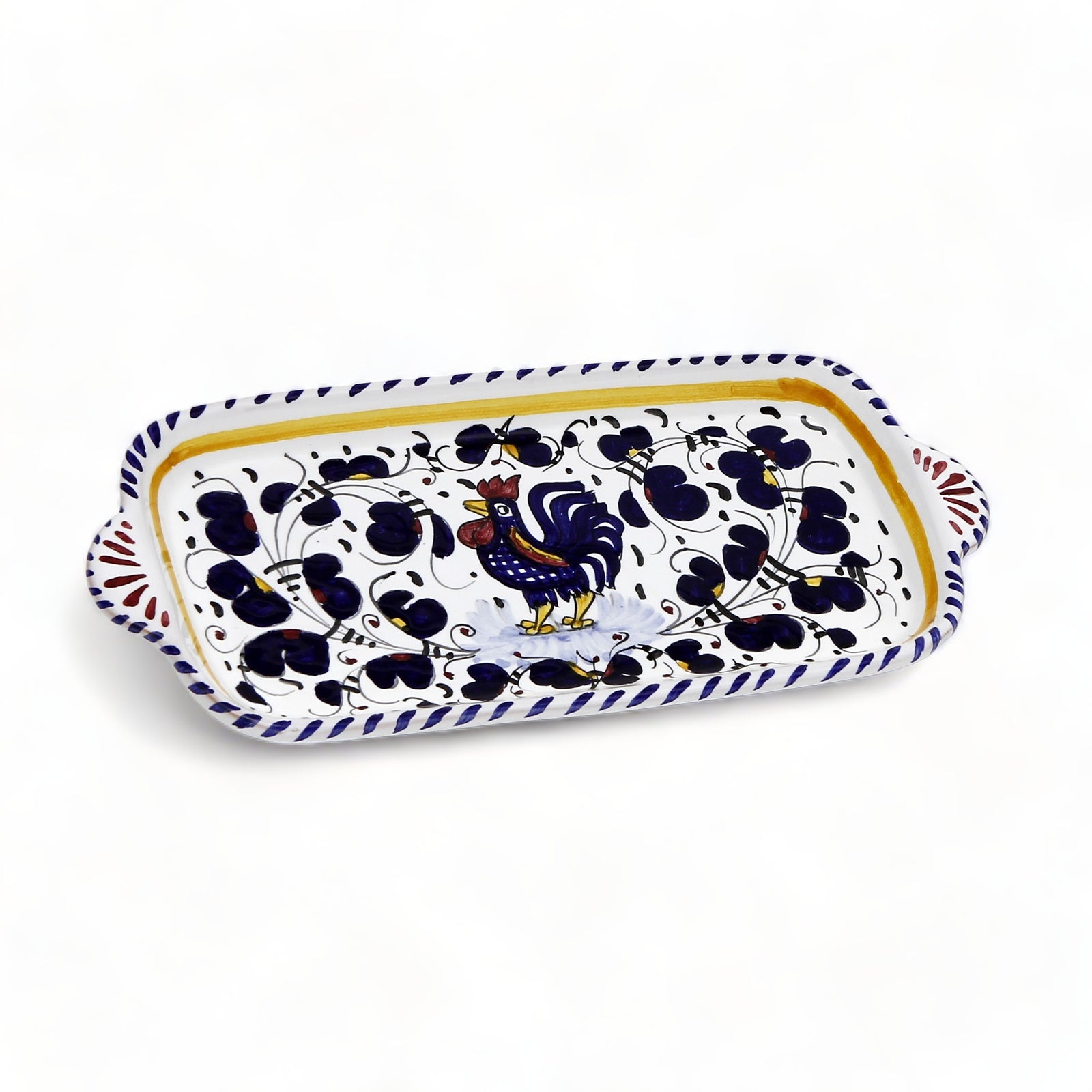 ORVIETO BLUE ROOSTER: Rectangular Tray SMALL