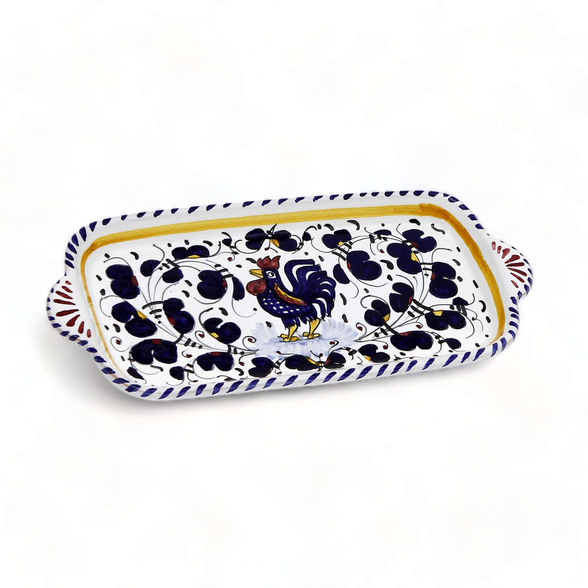 ORVIETO BLUE ROOSTER: Rectangular Tray (Small)