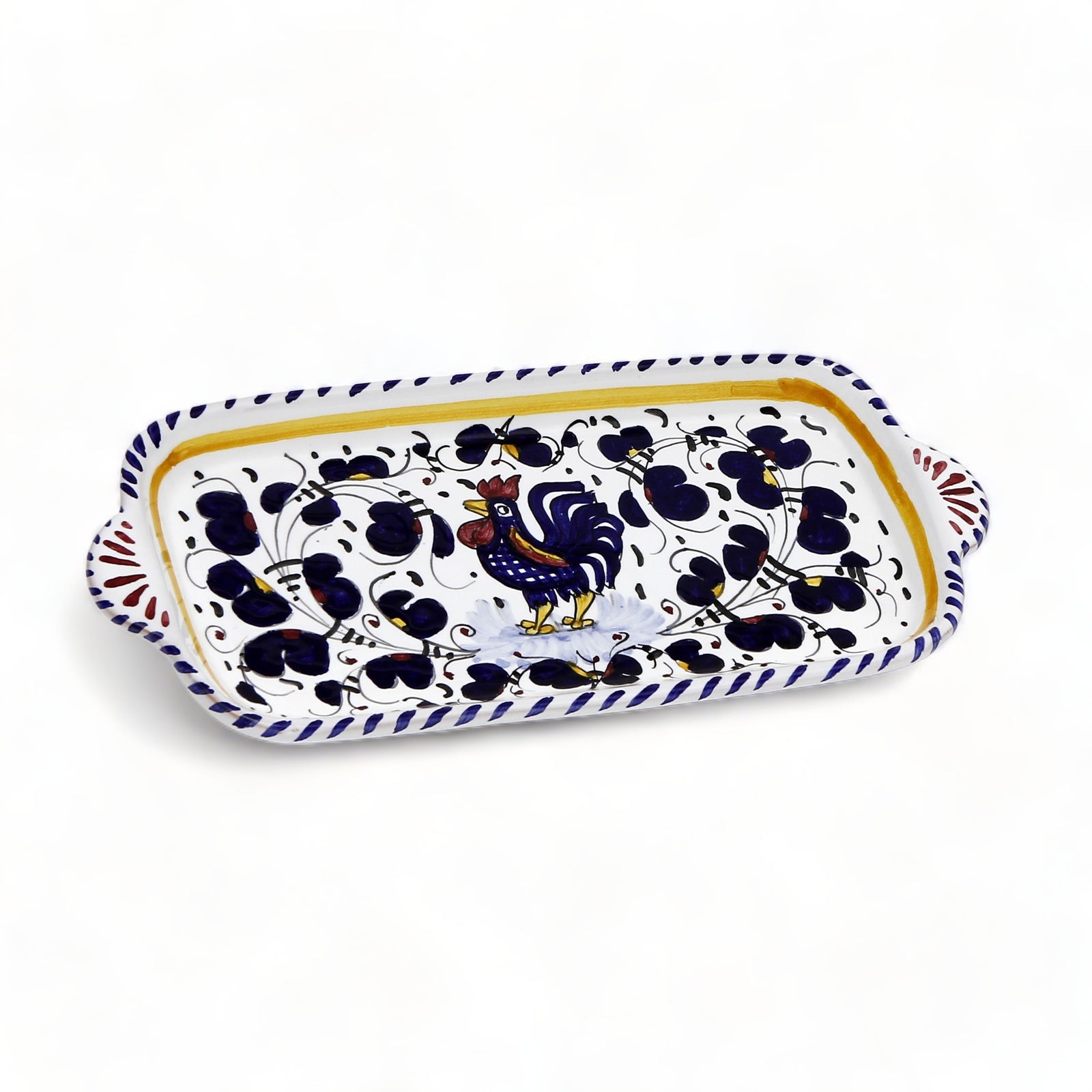 ORVIETO BLUE ROOSTER: Rectangular Tray (Small)