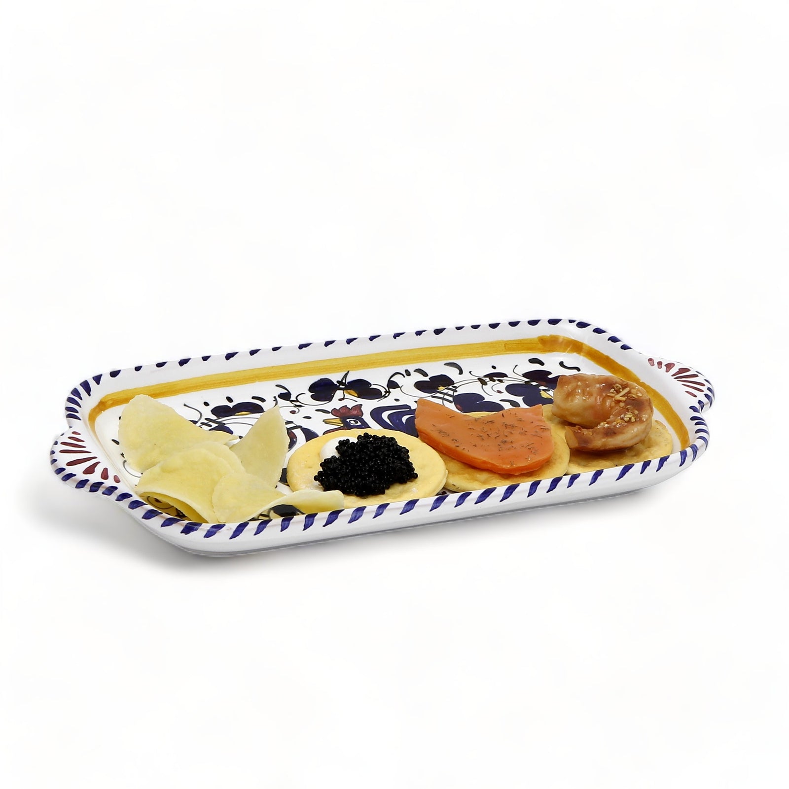 ORVIETO BLUE ROOSTER: Rectangular Tray (Small)