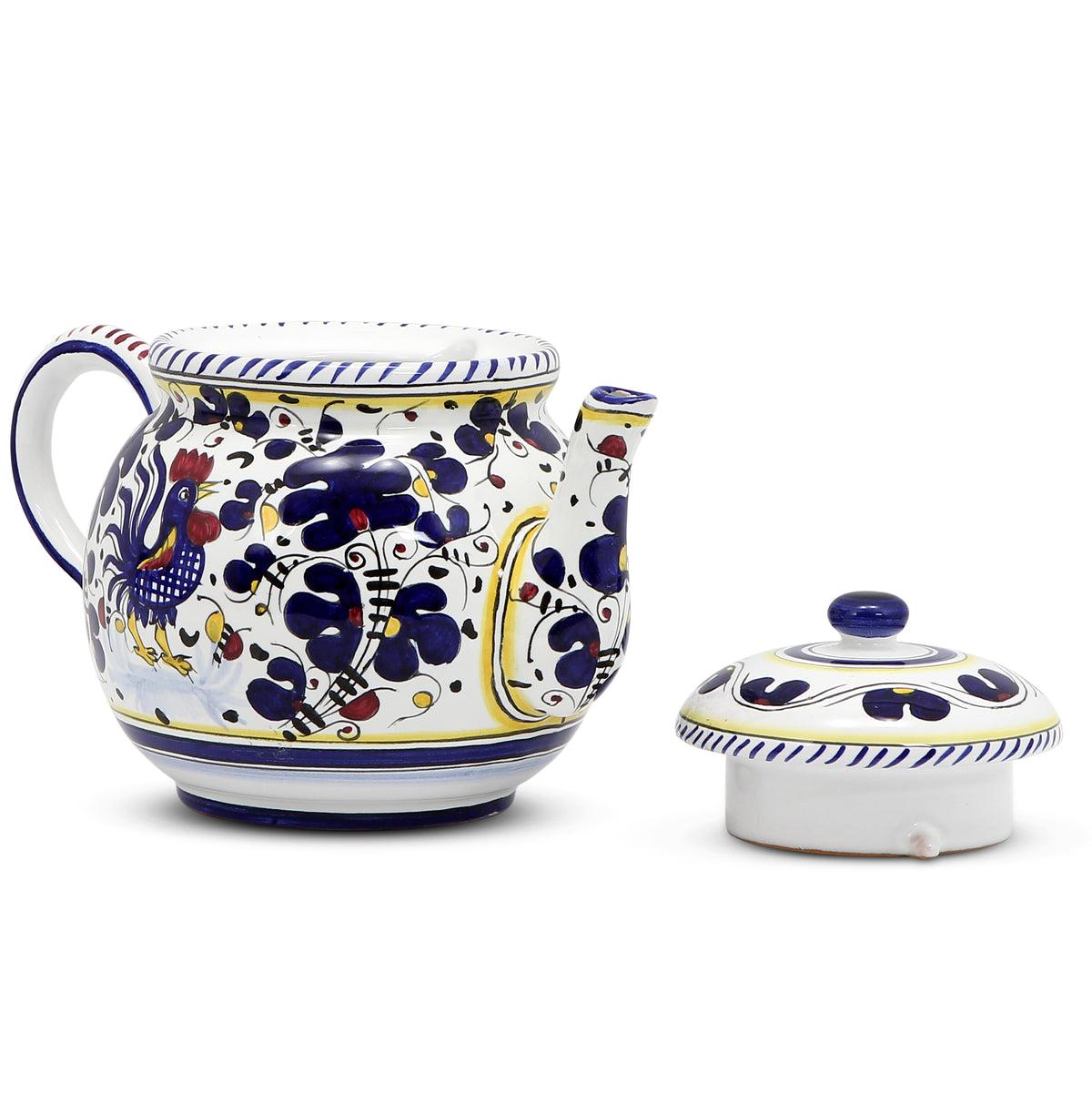 ORVIETO BLUE ROOSTER: Teapot (6 Cups - 48 Fl Oz - 1.4 Liter)
