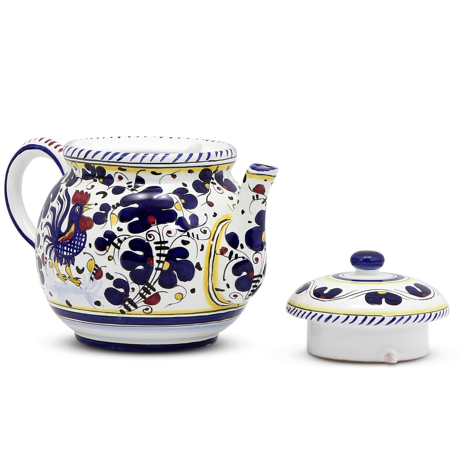 ORVIETO BLUE ROOSTER: Teapot (6 Cups - 48 Fl Oz - 1.4 Liter)