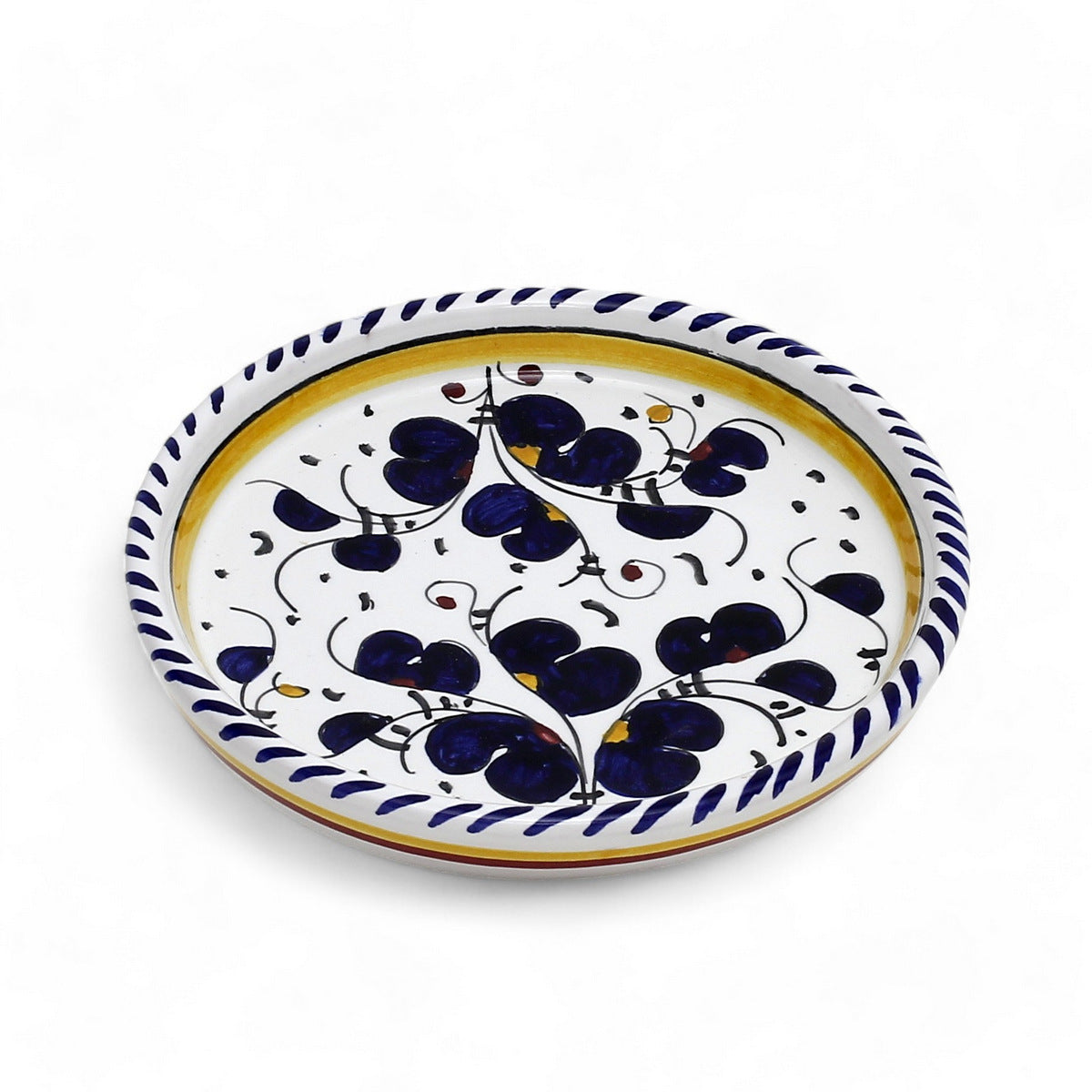 ORVIETO BLUE ROOSTER: Deruta Dipping Bowl/Coaster