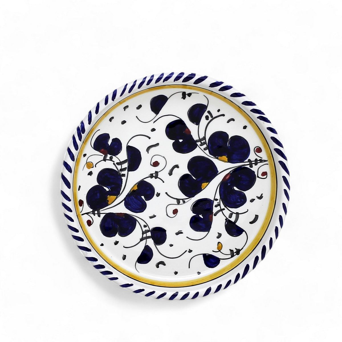 ORVIETO BLUE ROOSTER: Deruta Wine Coaster/Dipping Bowl