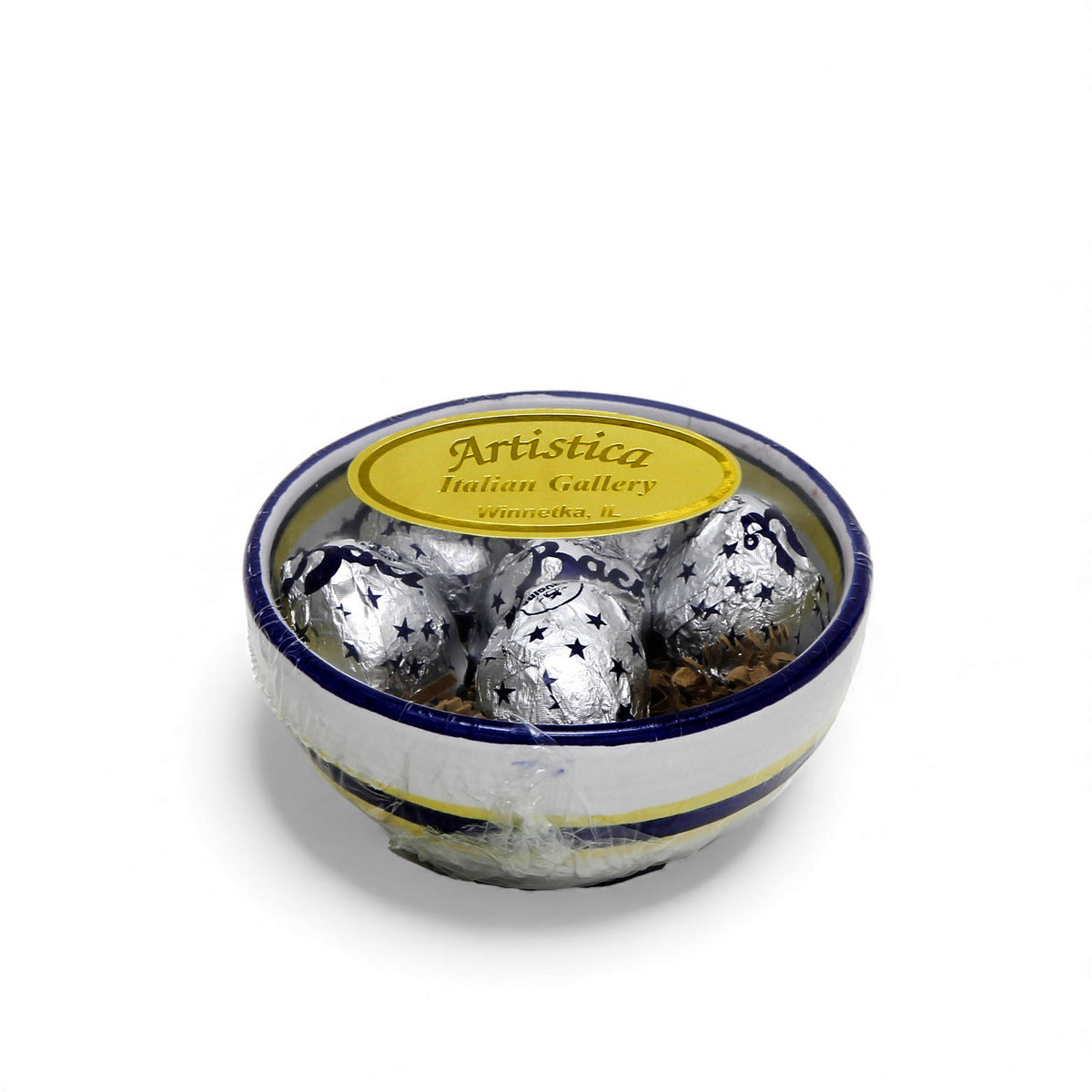 LOVE.ly: Deruta Dipping/Condiment Small Bowl with 6 Baci Perugina - ORVIETO BLUE ROOSTER design