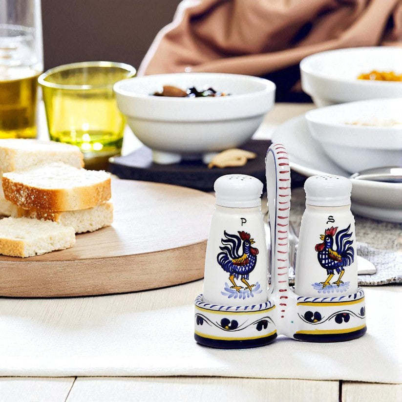 ORVIETO BLUE ROOSTER: Salt and Pepper Cruet