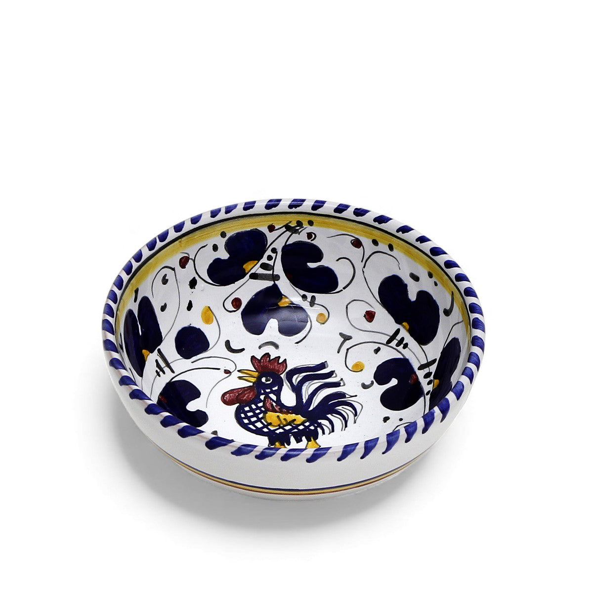 ORVIETO BLUE ROOSTER: Medium Cereal Coupe Bowl (14 cm = 5.5" Diam)