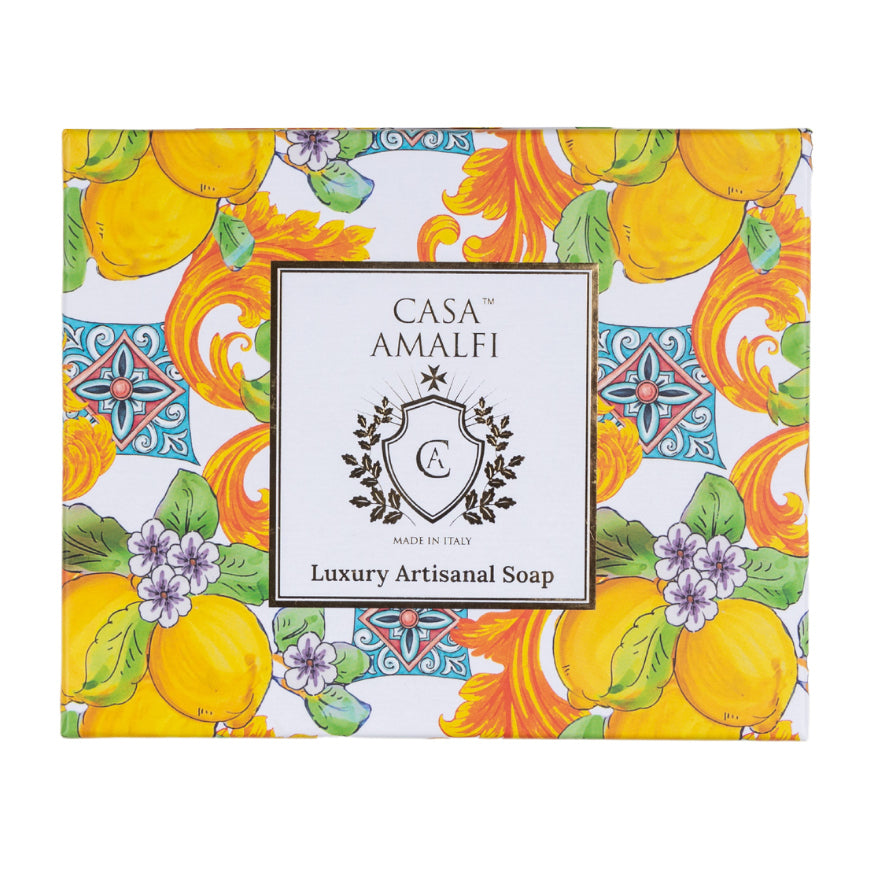CASA AMALFI SOAPS: Scented Soap Bar with ceramic soap dish - Buongiorno Positano Maiolica