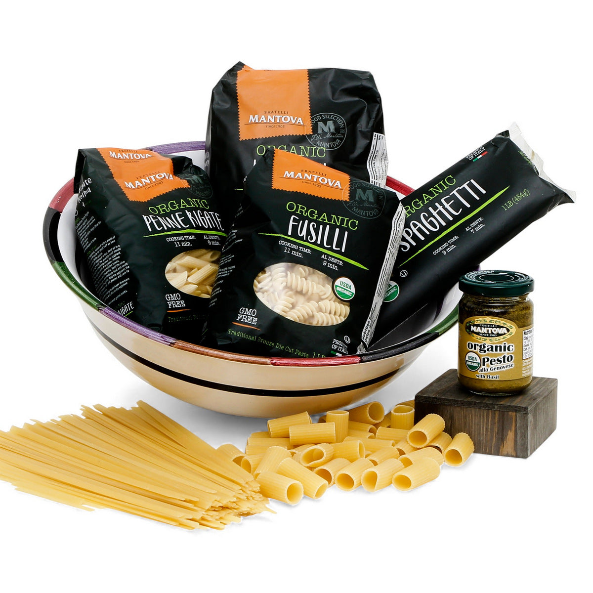 GIFT BUNDLES: Deruta Large Bowl with 4 Organic Pasta + Pesto Sauce - CIRCO design