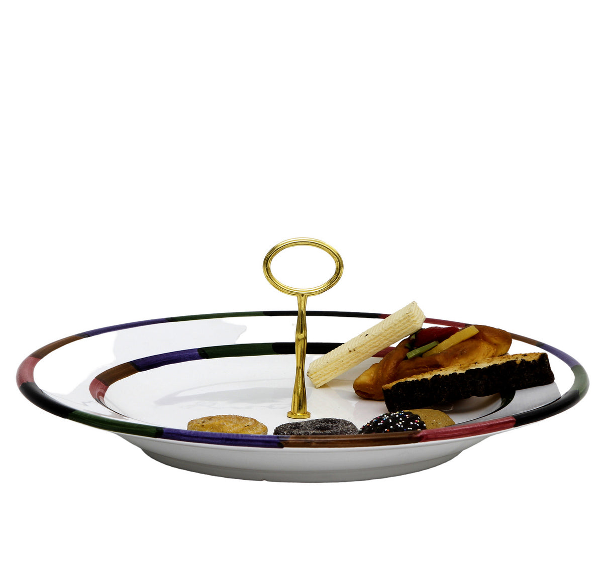 CIRCO: Tid Bit Server Large Plater with Golden or Chrome Oval Metal Handle - Artistica.com