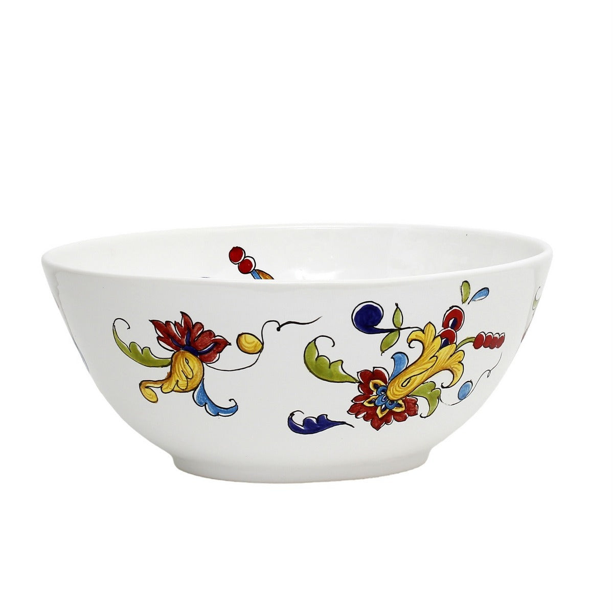 DERUTA ORNATO: Oval Bowl decorated in a colorful Ricco Deruta scrollwork