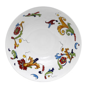 DERUTA ORNATO: Round Bowl decorated in a colorful Ricco Deruta scrollwork