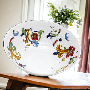DERUTA ORNATO: Round Bowl decorated in a colorful Ricco Deruta scrollwork