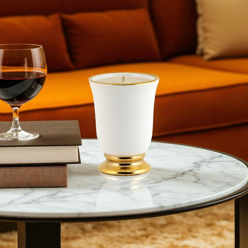 DERUTA ORO: Deluxe Precious Bell Cup Candle with Pure Gold Rim - Artistica.com