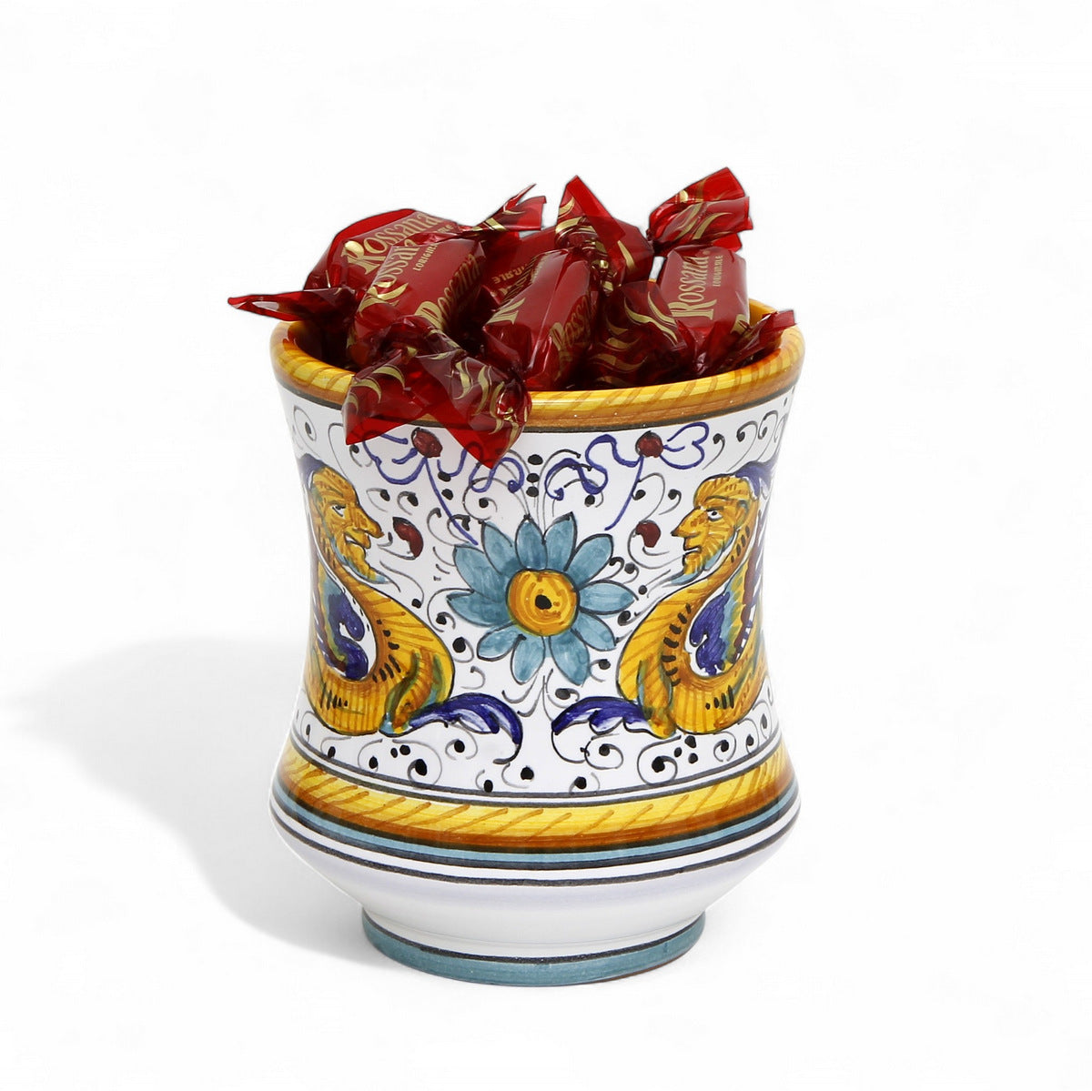 LOVE.ly: Deruta Tumbler Holder with 6 Baci Perugina or 12 Rossana Candies  - RAFFAELLESCO design
