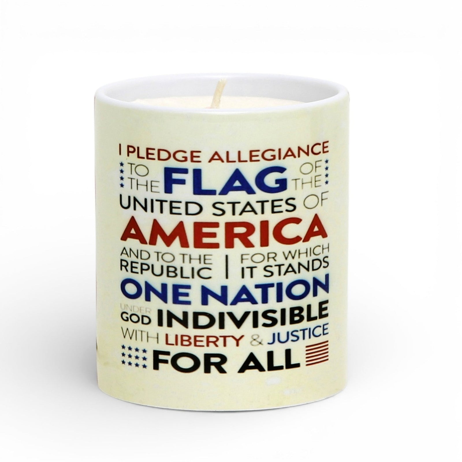 SUBLIMART: USA-250 Anniversary Candle - Reusable Ceramic Tumbler with wood lid - (11 Oz)