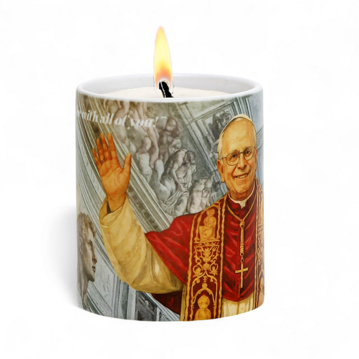 SUBLIMART: Commemorative Candle Pope Leo XIV – Porcelain Tumbler with Soy Wax