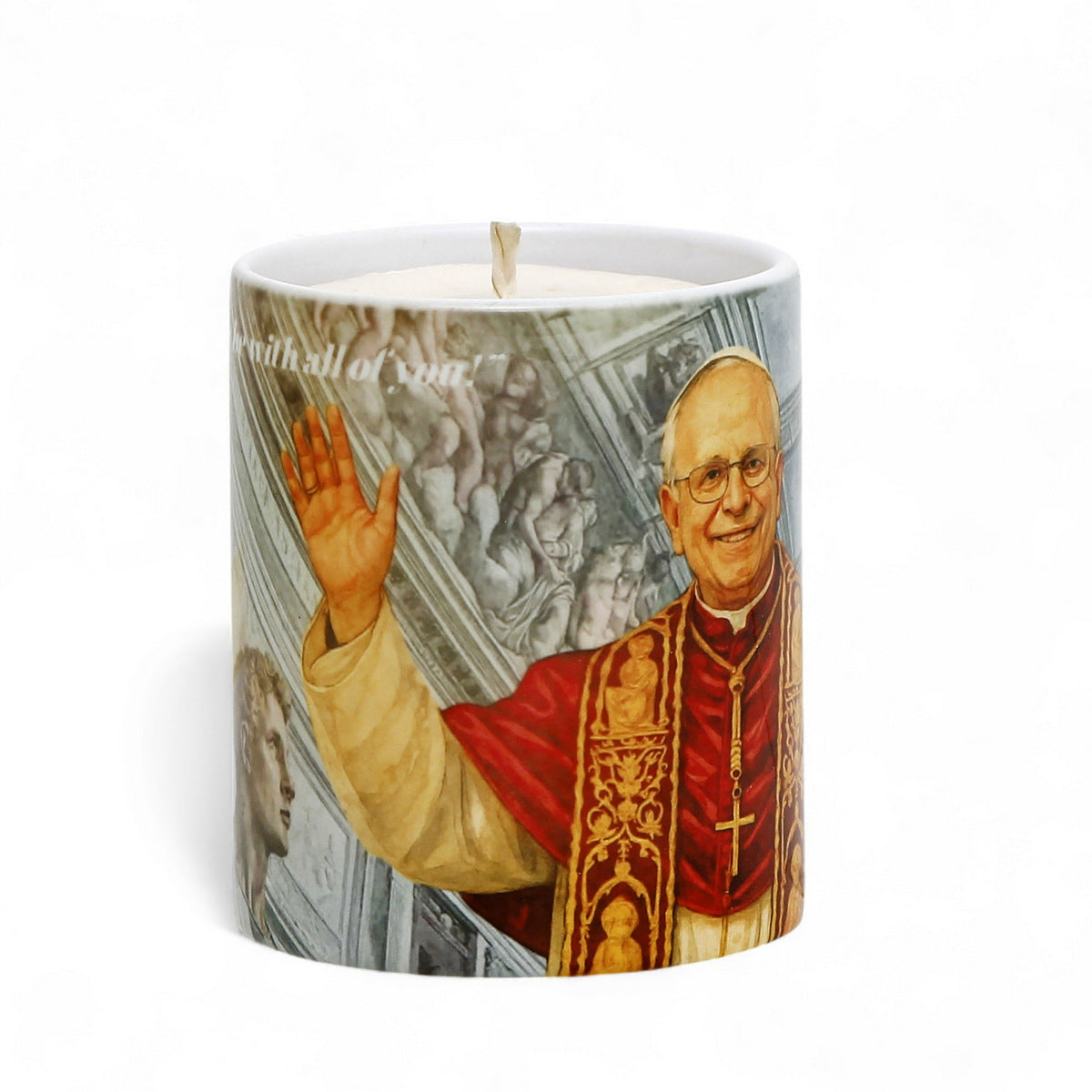 SUBLIMART: Commemorative Candle Pope Leo XIV – Porcelain Tumbler with Soy Wax