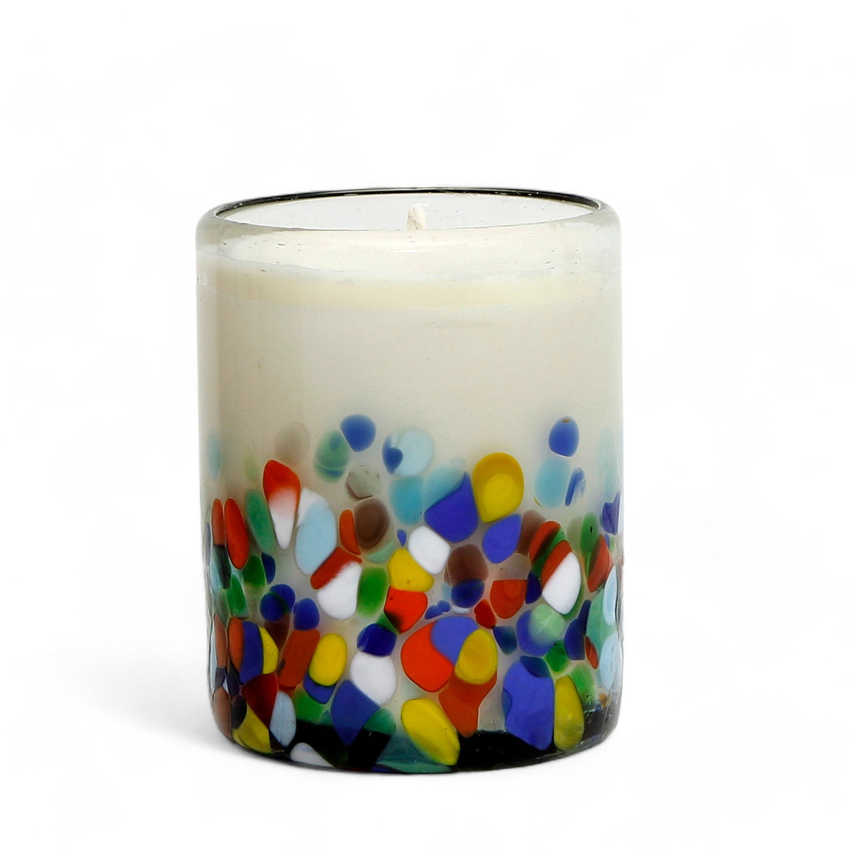 MURANO CANDLE: Murano Murrina Style Glass Tumbler (10 Oz.)