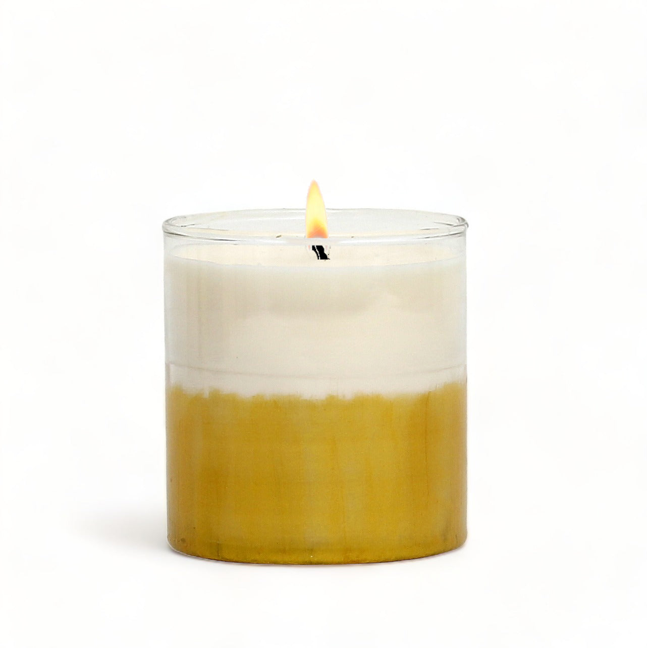 GILDED: Soy Wax Candle with hand painted gold accent. Standard round glass container