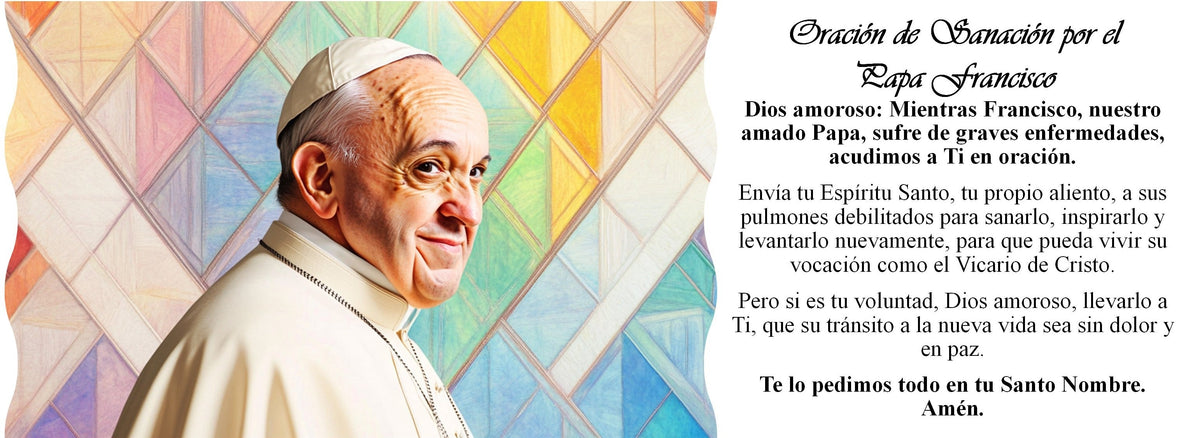 SUBLIMART: Prayer Candle - Porcelain Soy Wax Candle Pope Francis Healing Prayer (Oración de Sanación)