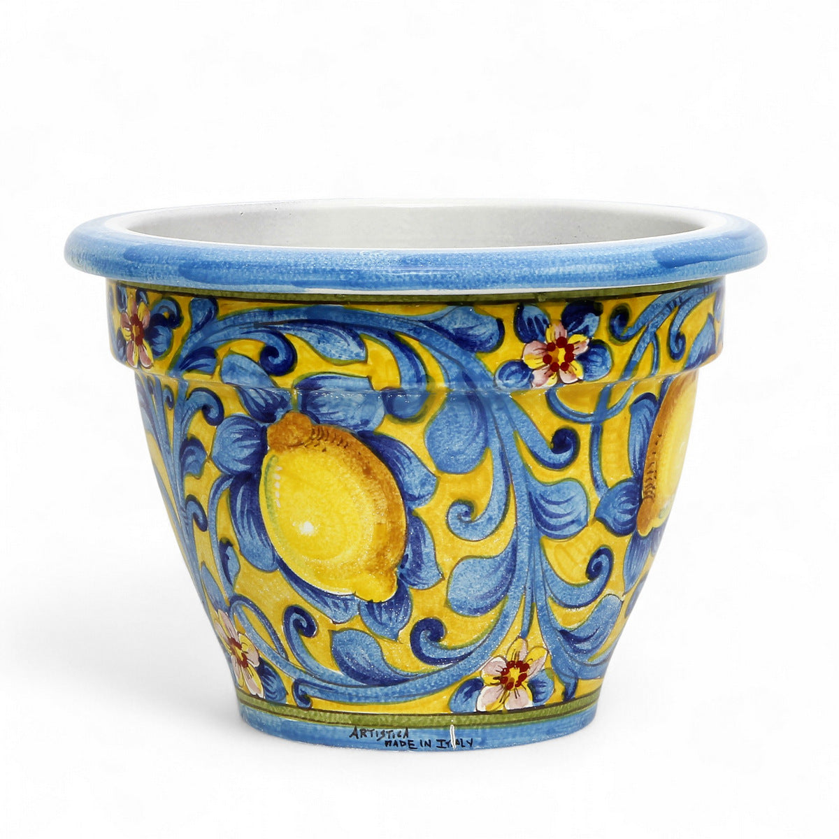 TOSCANA PLANTER: Round Tuscan planter/vase 'Campana' - Strong Terracotta indoor/outdoor freeze resistant - CAPRI TEAL Design