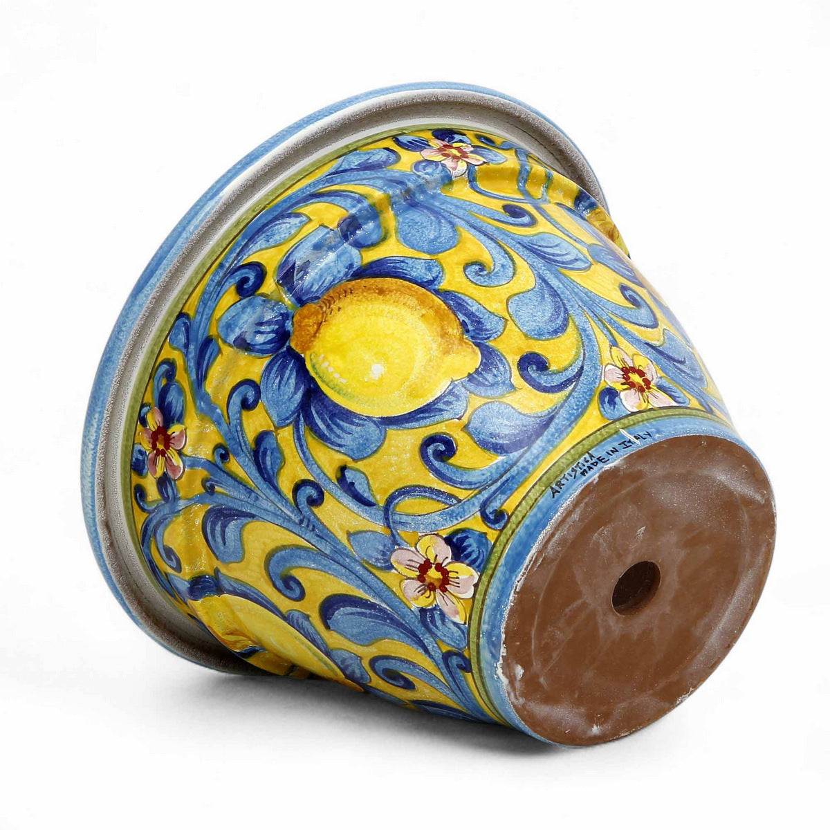 TOSCANA PLANTER: Round Tuscan planter/vase 'Campana' - Strong Terracotta indoor/outdoor freeze resistant - CAPRI TEAL Design