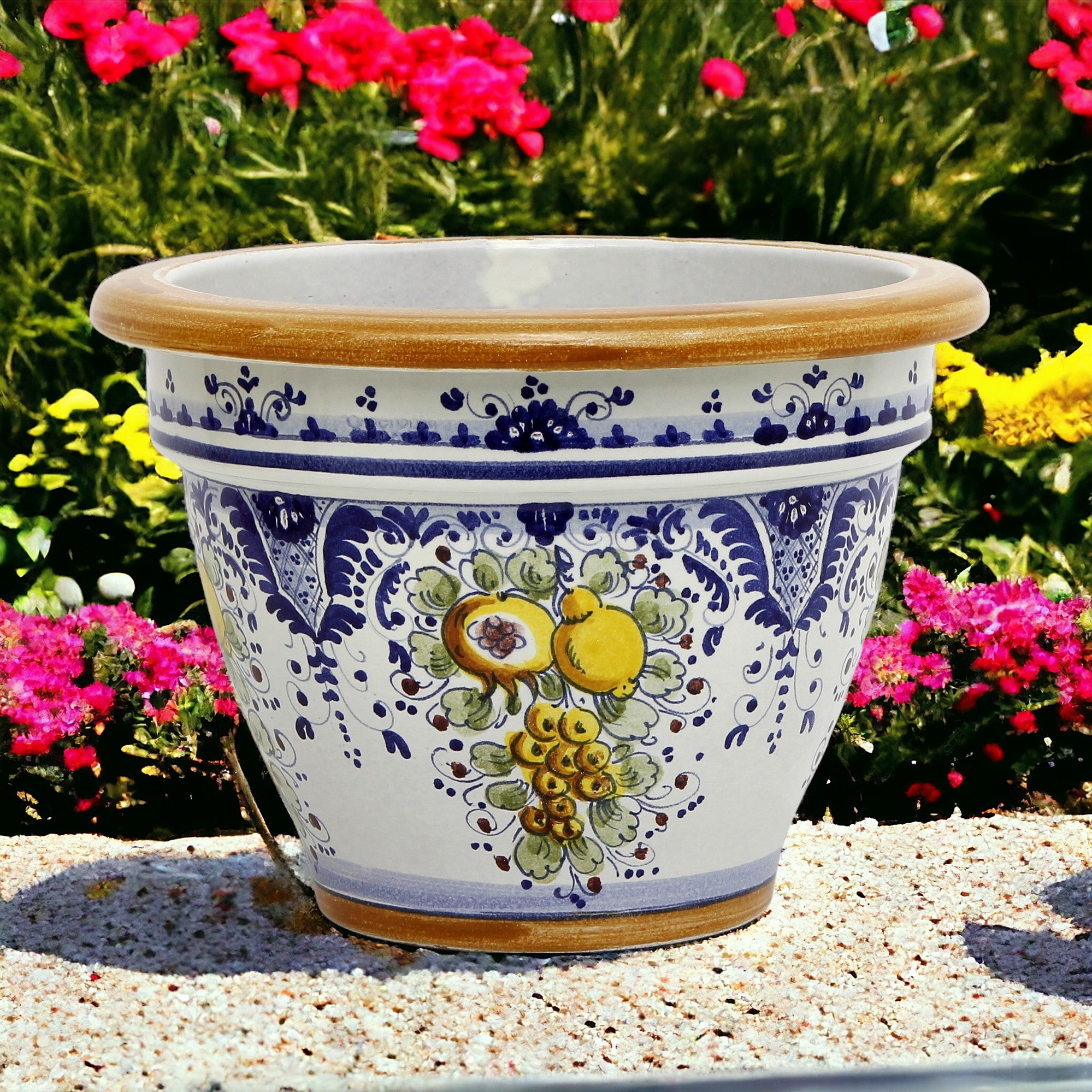 wide planter pots TOSCANA PLANTER: Round Tuscan planter/vase 'Campana' - Strong Terracot