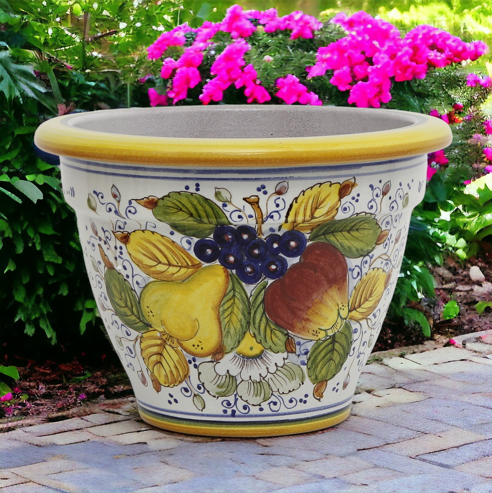 TOSCANA PLANTER: Round Tuscan planter/vase 'Campana' - Strong Terracotta indoor/outdoor freeze resistant - FRUTTA Design