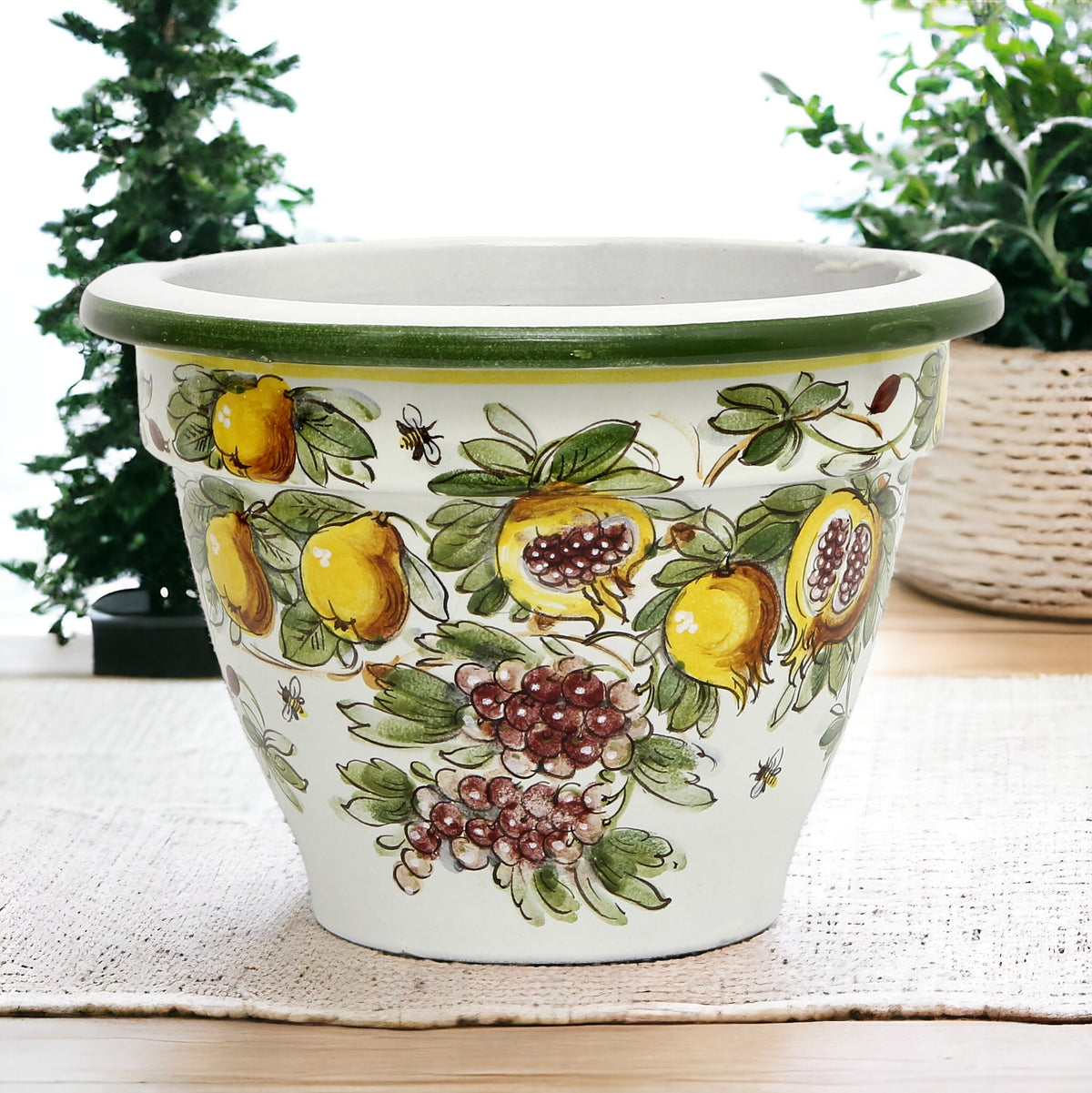 TOSCANA PLANTER: Round Tuscan planter/vase 'Campana' - Strong Terracotta indoor/outdoor freeze resistant - FRUTTA FONDO MIELE LIMONI Design