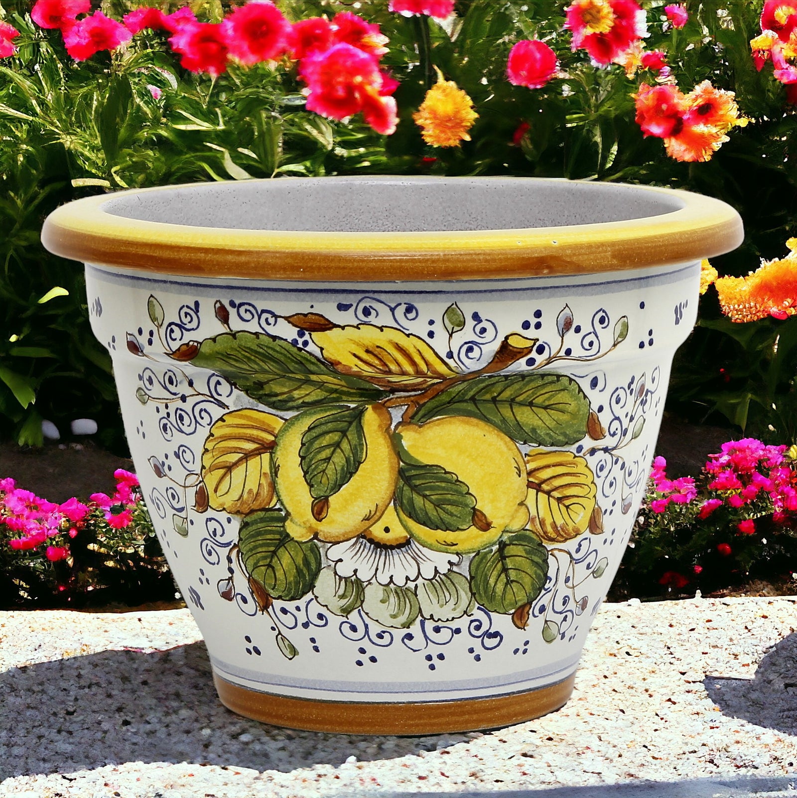 TOSCANA PLANTER: Round Tuscan planter/vase 'Campana' - Strong Terracotta indoor/outdoor freeze resistant - POSITANO Design